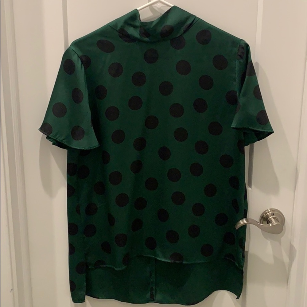 ZARA Dark green with black polka dots blouse